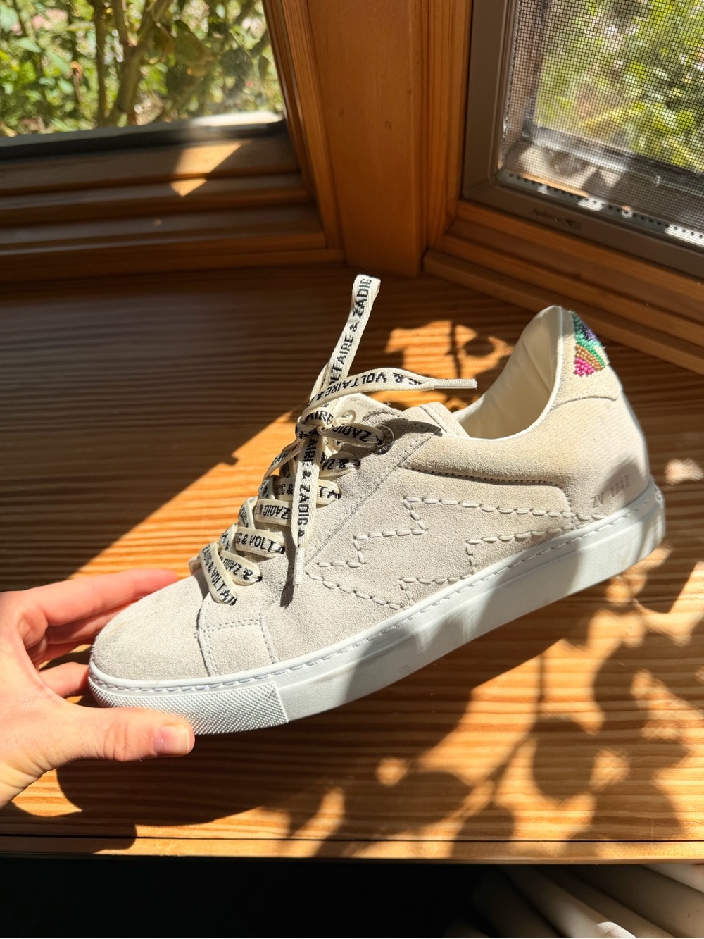Zadig & Voltaire Suede Low-Top Sneaker with Multicolor Heel Accent
